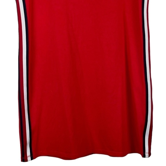 TOMMY HILFIGER LOGO SIDE STRIPE RED COTTON BLEND SHORT SLEEVE TEE SHEATH DRESS - Picture 5 of 15